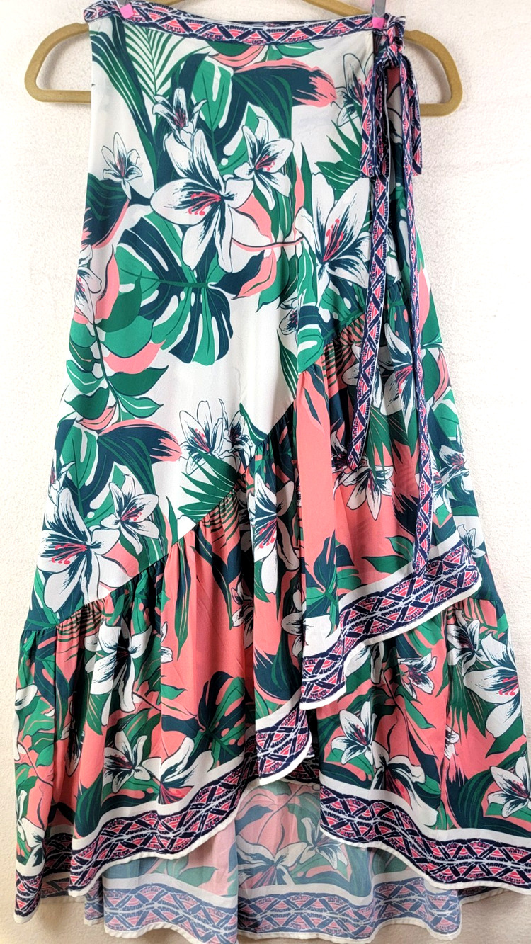 Flying Tomato Tropical Wrap Skirt Ruffle Boho Resort Small